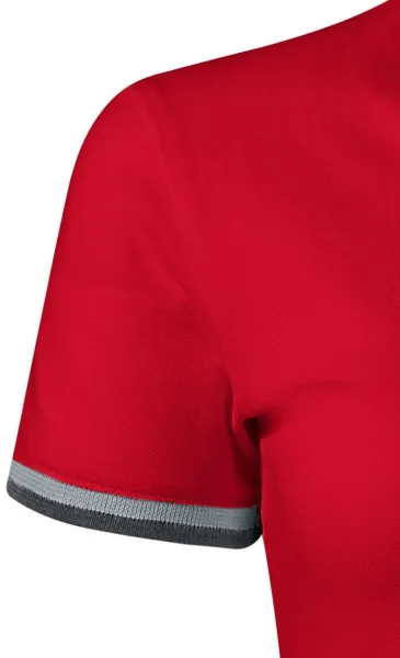 Дамска рокля с яка нагоре - Къси ръкави с контрастни райета