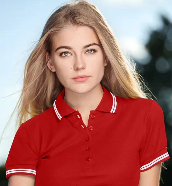 Дамска риза поло контра - Закопчаване с 5 копчета