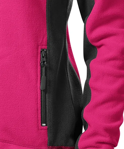 Дамско поларено контрастно яке - Практични джобове с цип