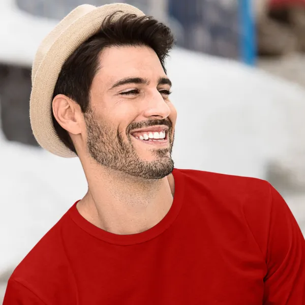 Мъжка тениска с дълъг ръкав - Класическо кръгло деколте