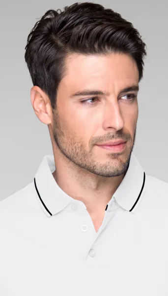 Мъжка контрастираща поло риза - Закопчаване с 3 копчета