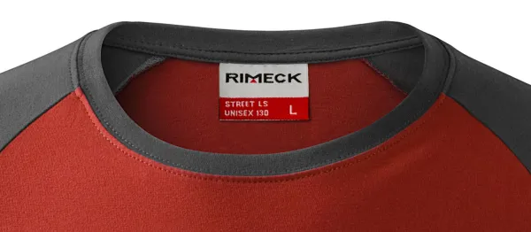 Мъжка контрастна тениска с дълъг ръкав - Класическо кръгло деколте