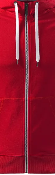 Мъжки контрастен суичър с качулка - Бял контрастен цип