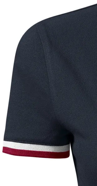 Дамска риза поло с яка нагоре - Къси ръкави с контрастни райета