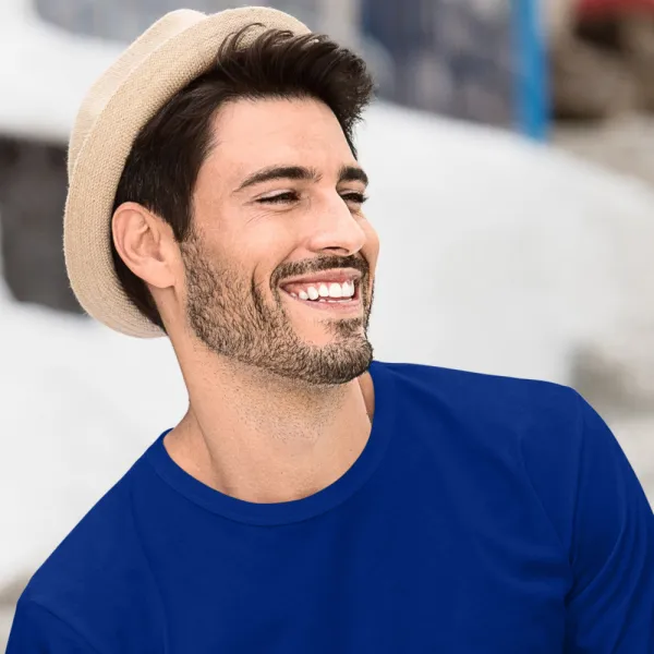 Мъжка тениска с дълъг ръкав - Класическо кръгло деколте