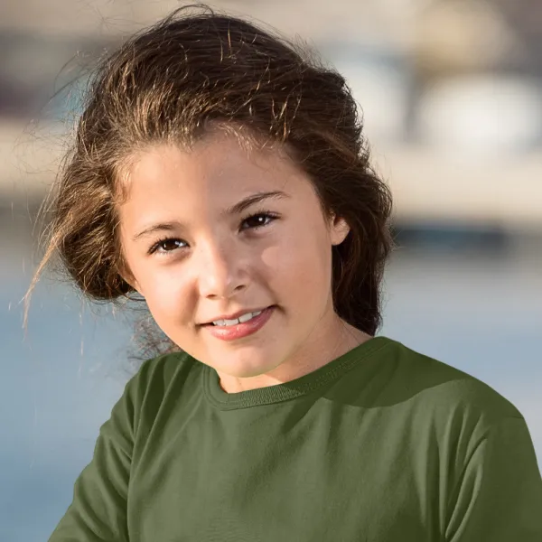 Детска тениска с дълъг ръкав - Класическо кръгло деколте