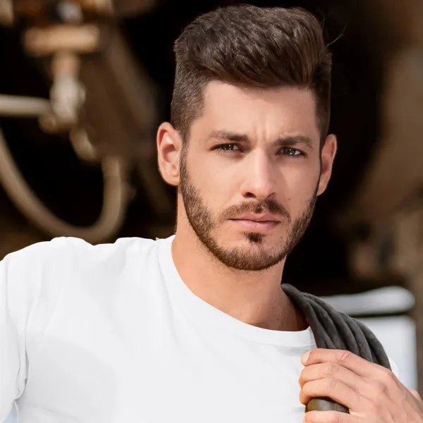 Трайна мъжка тениска по-тежка - Класическо кръгло деколте