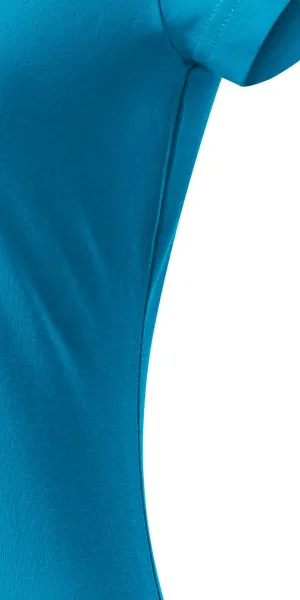 Дамска приталена тениска с V-образно деколте - Разкроена със странични шевове