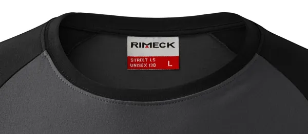 Мъжка контрастна тениска с дълъг ръкав - Класическо кръгло деколте