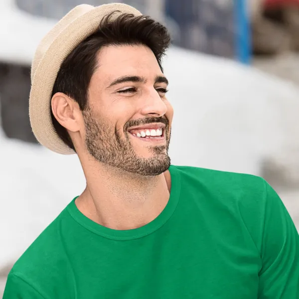 Мъжка тениска с дълъг ръкав - Класическо кръгло деколте