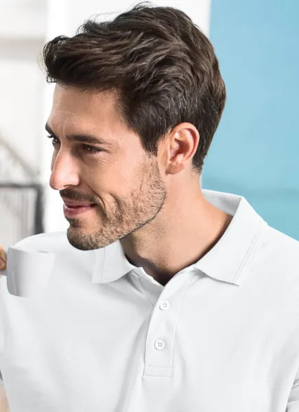 Мъжка риза поло с дълъг ръкав - Закопчаване с 3 копчета