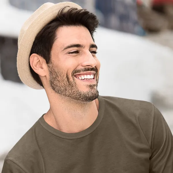 Мъжка тениска с дълъг ръкав - Класическо кръгло деколте