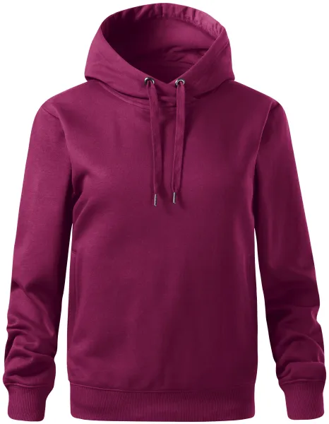 Удобен дамски суичър с качулка - Свободна кройка със странични шевове