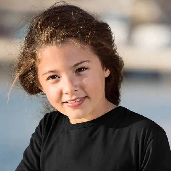 Детска тениска с дълъг ръкав - Класическо кръгло деколте